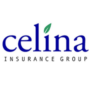 Logo for Celina insurance company. Links to their contact info.